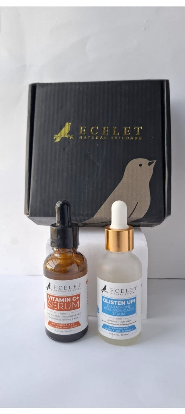 ECELET Brightening Duo | 20% Vitamin C Serum + Glutathione Hyaluronic Acid Serum – Radiance & Hydration Set