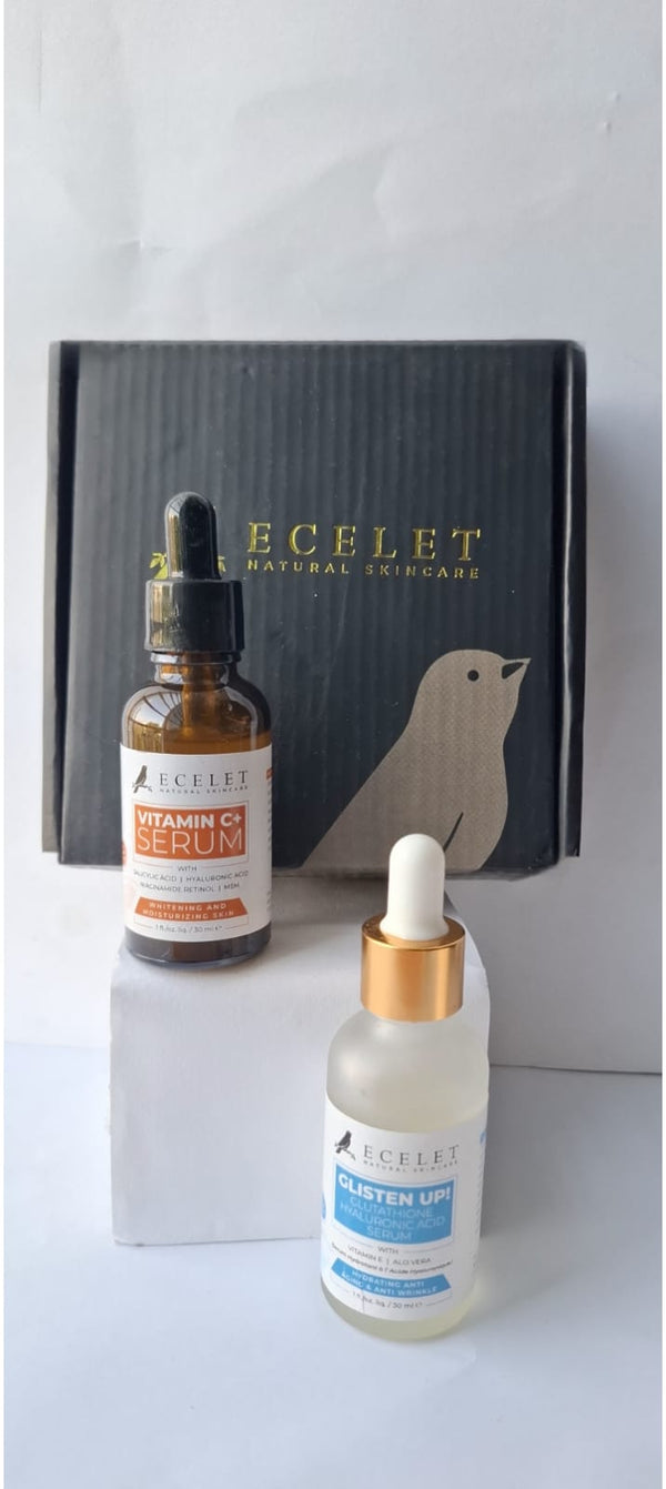 ECELET Brightening Duo | 20% Vitamin C Serum + Glutathione Hyaluronic Acid Serum – Radiance & Hydration Set